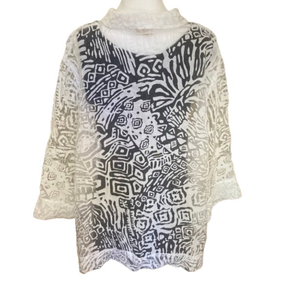 Ruby Rd. Plus Button Down White & Sheer Shirt Elegant Design Artistic, size 24W - Picture 11 of 12